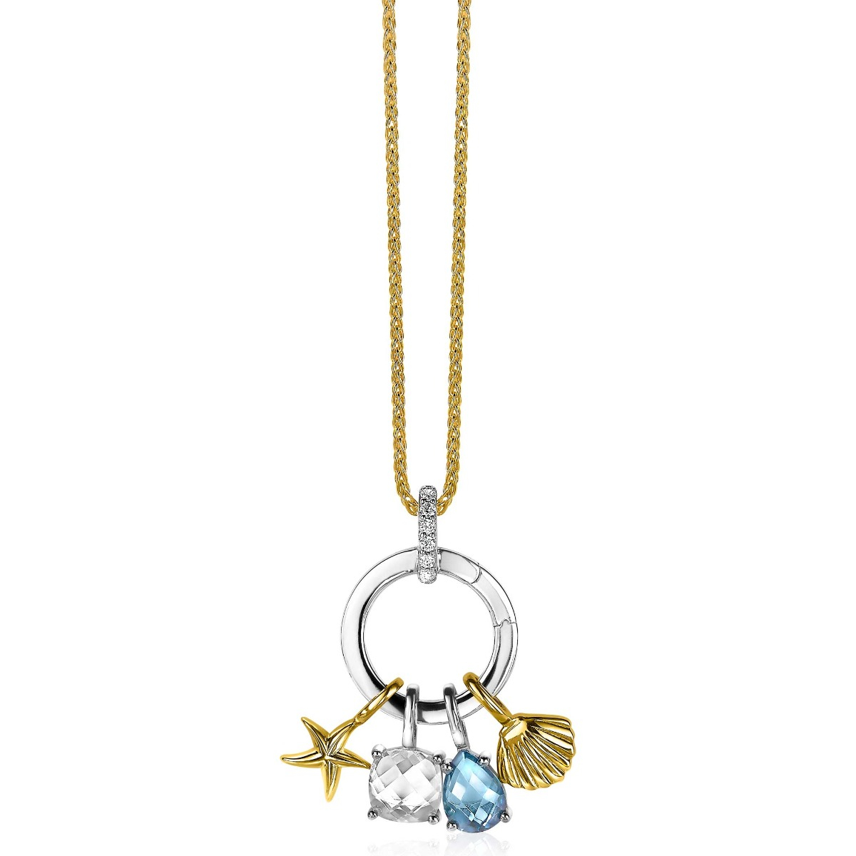 ZINZI silberner runder Anhänger 17mm mit geschlossenem Ring  weiß ZIH2060