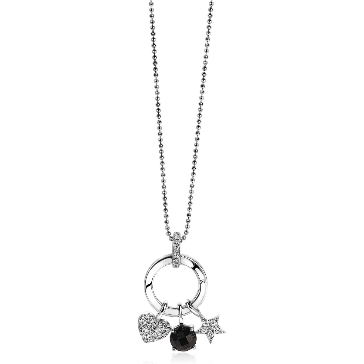 ZINZI silberner runder Anhänger 17mm mit geschlossenem Ring  weiß ZIH2060