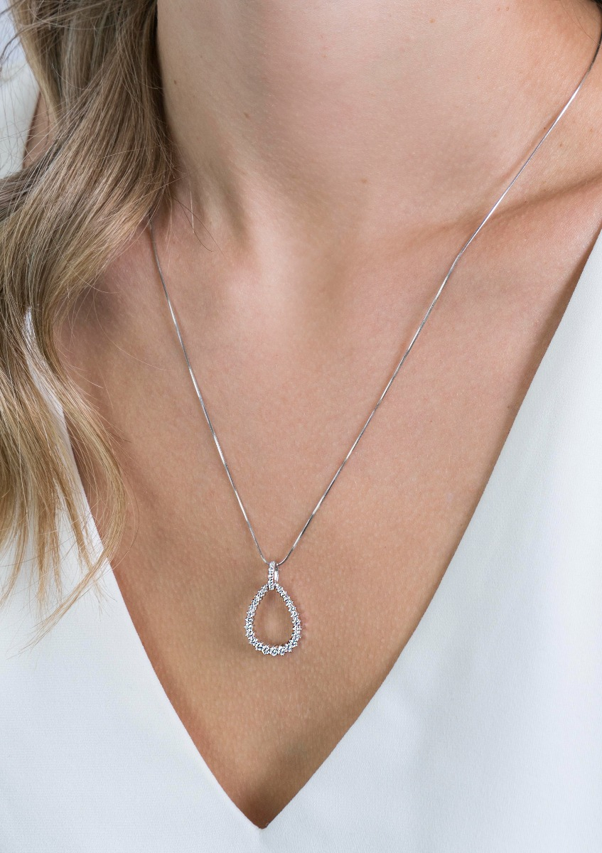 ZINZI silberner Luxus Anhänger 23mm offen Tropfenform weiße Zirkonias ZIH2123