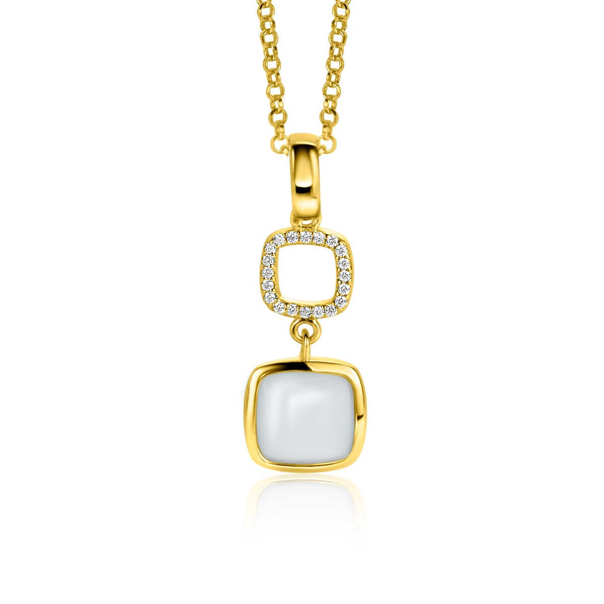 ZINZI zlv. hanger gg.verg. 2-zijdig groen/wit+zirc.