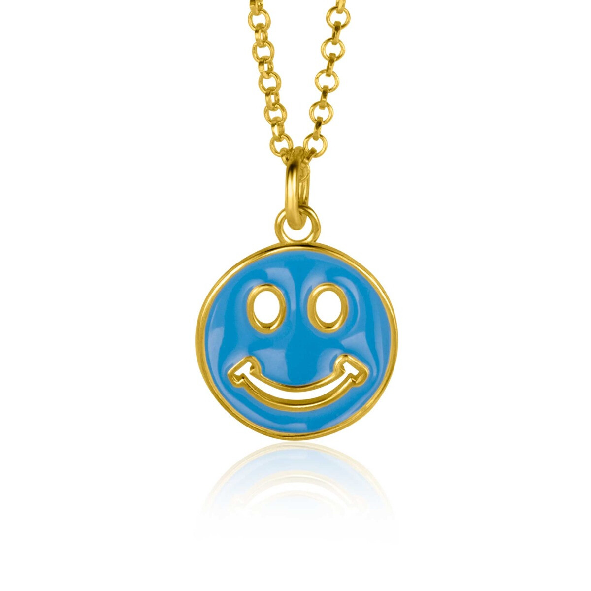 ZINZI zlv. hanger Smiley geel verguld blauw
