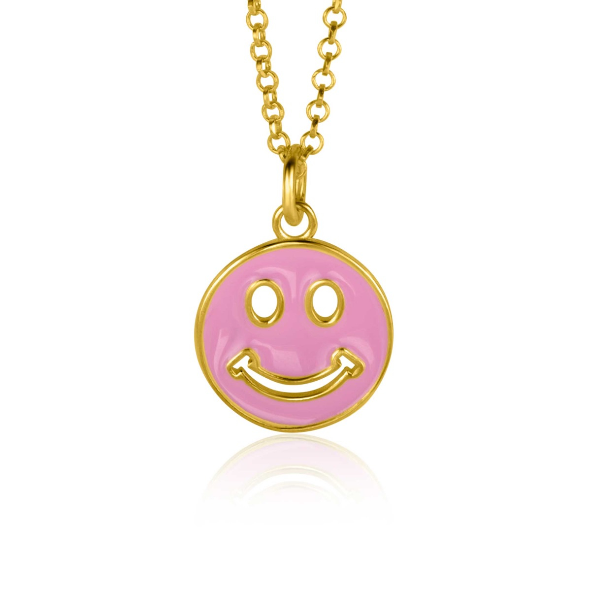 ZINZI zlv. hanger Smiley geel verguld roze
