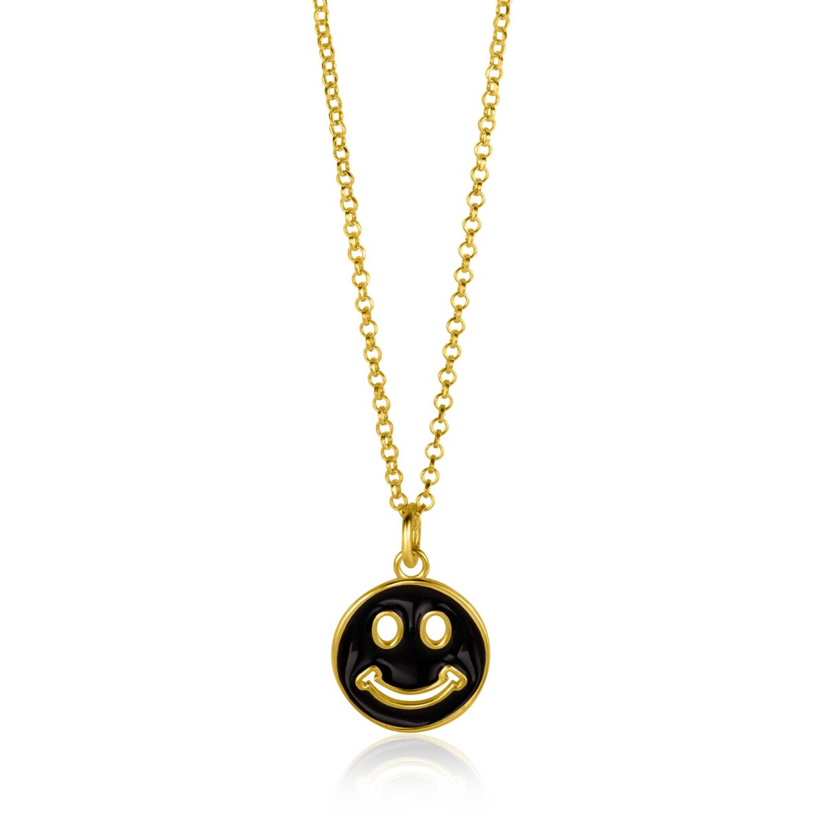 ZINZI zlv. hanger Smiley geel verguld zwart