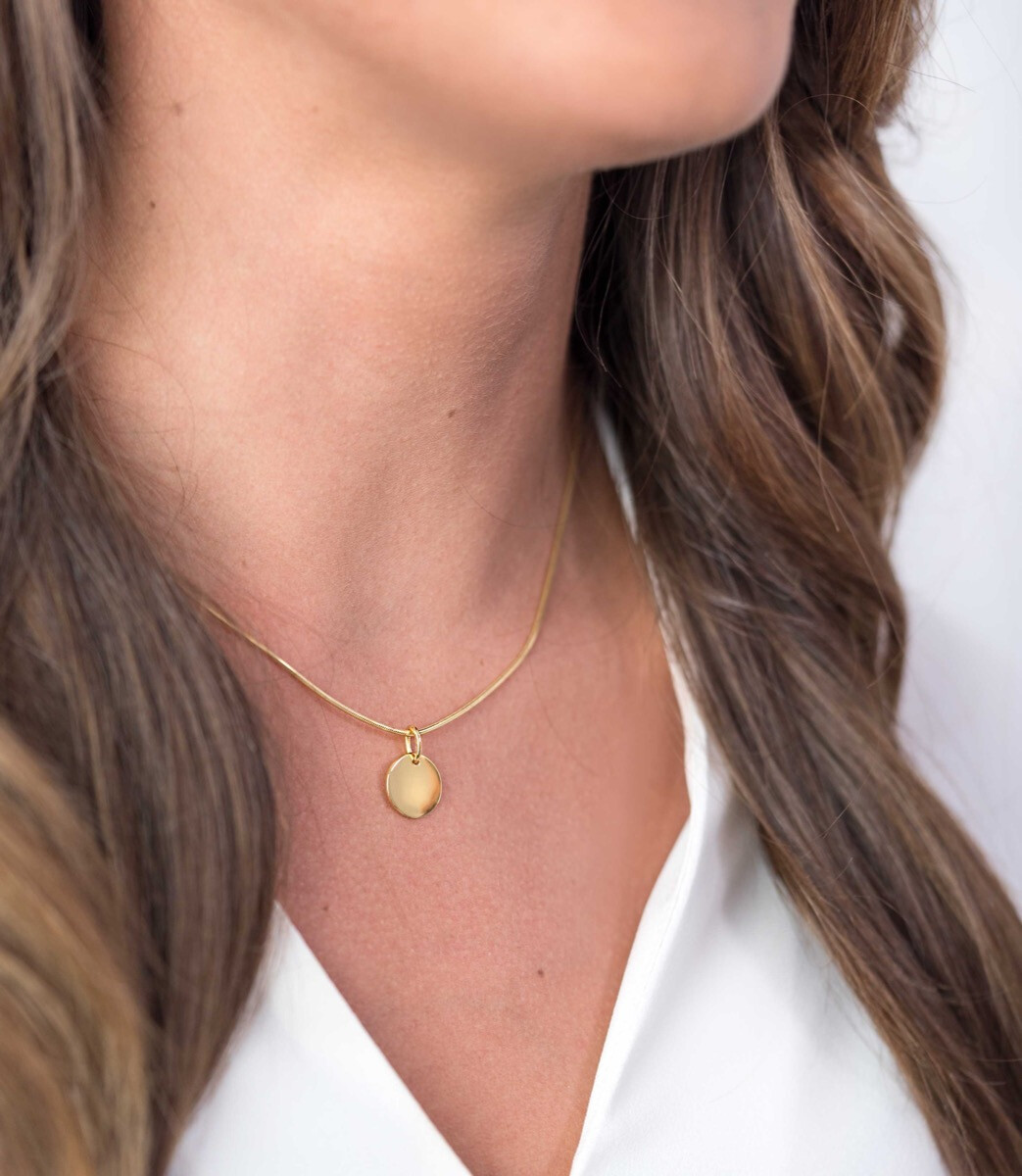 ZINZI zlv. hanger geel verguld rond plaatje 12mm