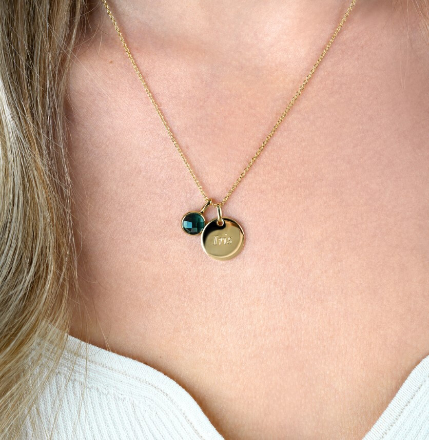 ZINZI zlv. hanger geel verguld rond plaatje 15mm