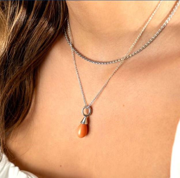 Zinzi silberner Perlenanhänger orange-koralle ZIH394K