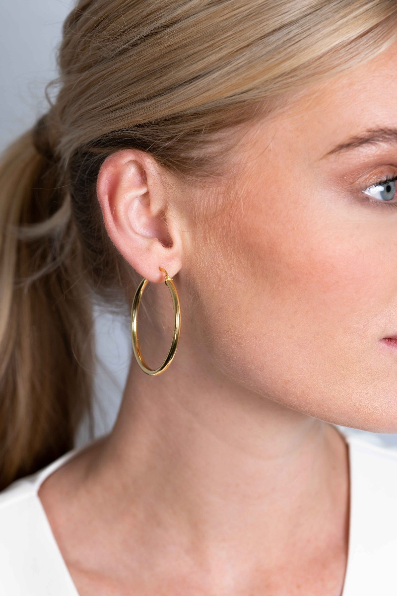 ZINZI silberne Ohrringe 14K gelb vergoldet 46x3mm rund ZIO2180G