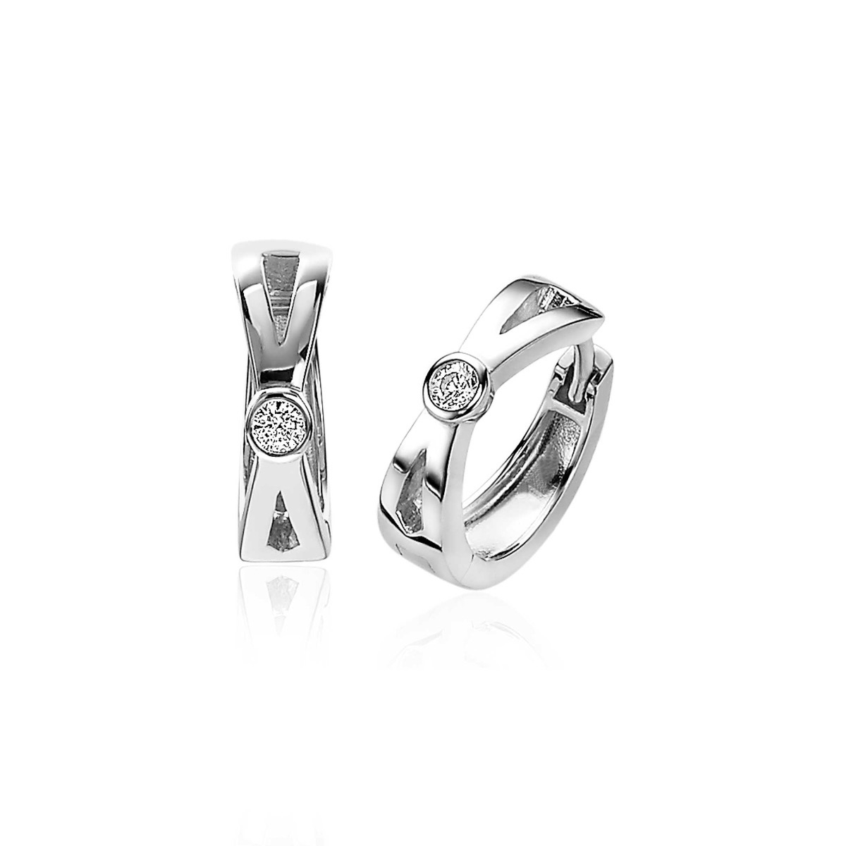 ZINZI silberne Ohrringe mit X-Form und weißen Zirkonia 17x5mm ZIO2194