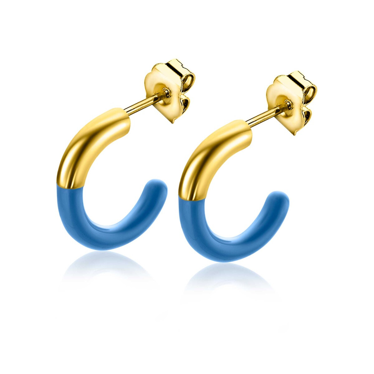 ZINZI zlv. oorstekers geel verguld blauw 16x3mm