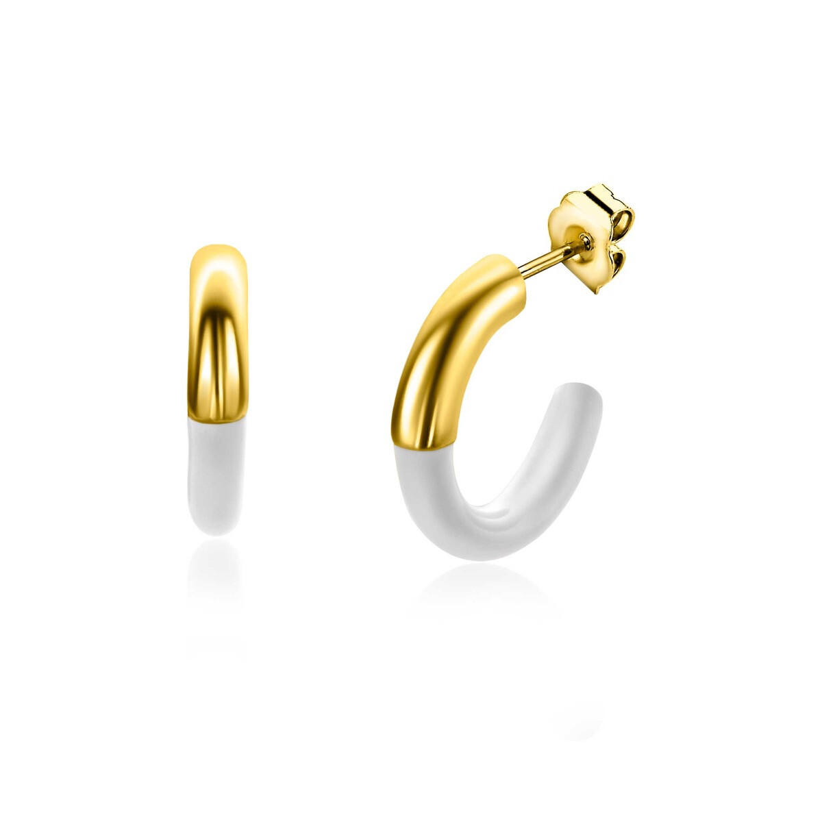 ZINZI zlv. oorstekers geel verguld wit 16x3mm