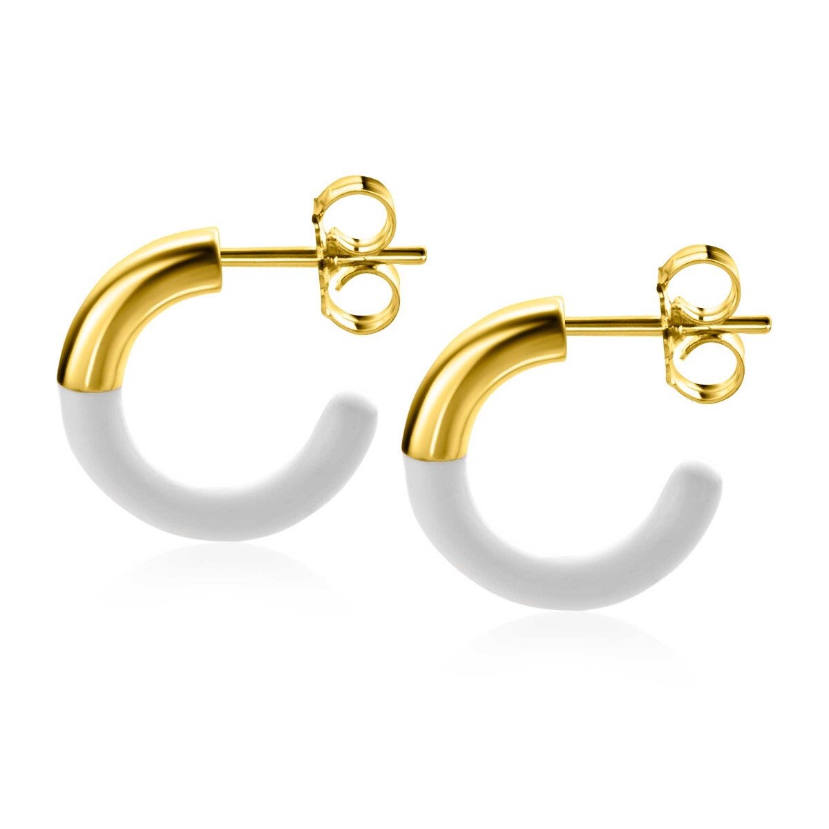 ZINZI zlv. oorstekers geel verguld wit 16x3mm