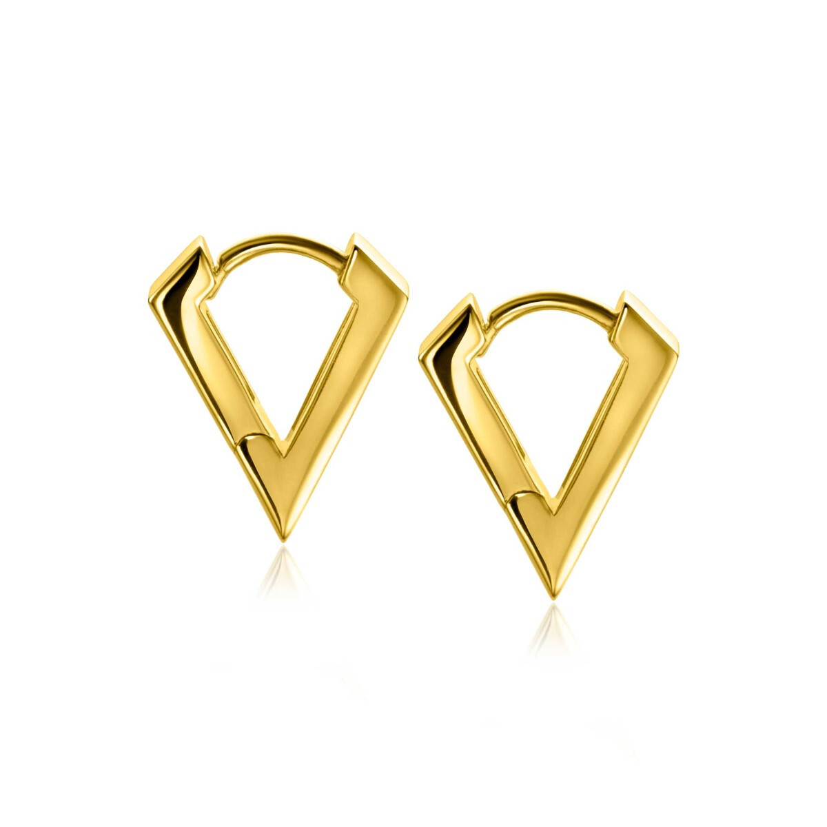 ZINZI zlv. klapcroelen geelverguld V-vorm 16x3mm