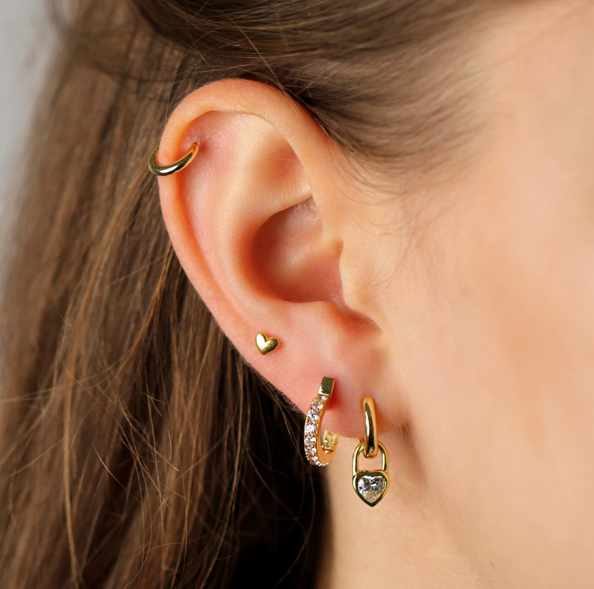 ZINZI zlv. oorknopjes geel verguld hart