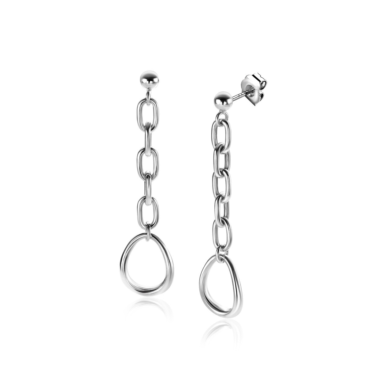 ZINZI zlv. oorstekers met organische ovale hanger