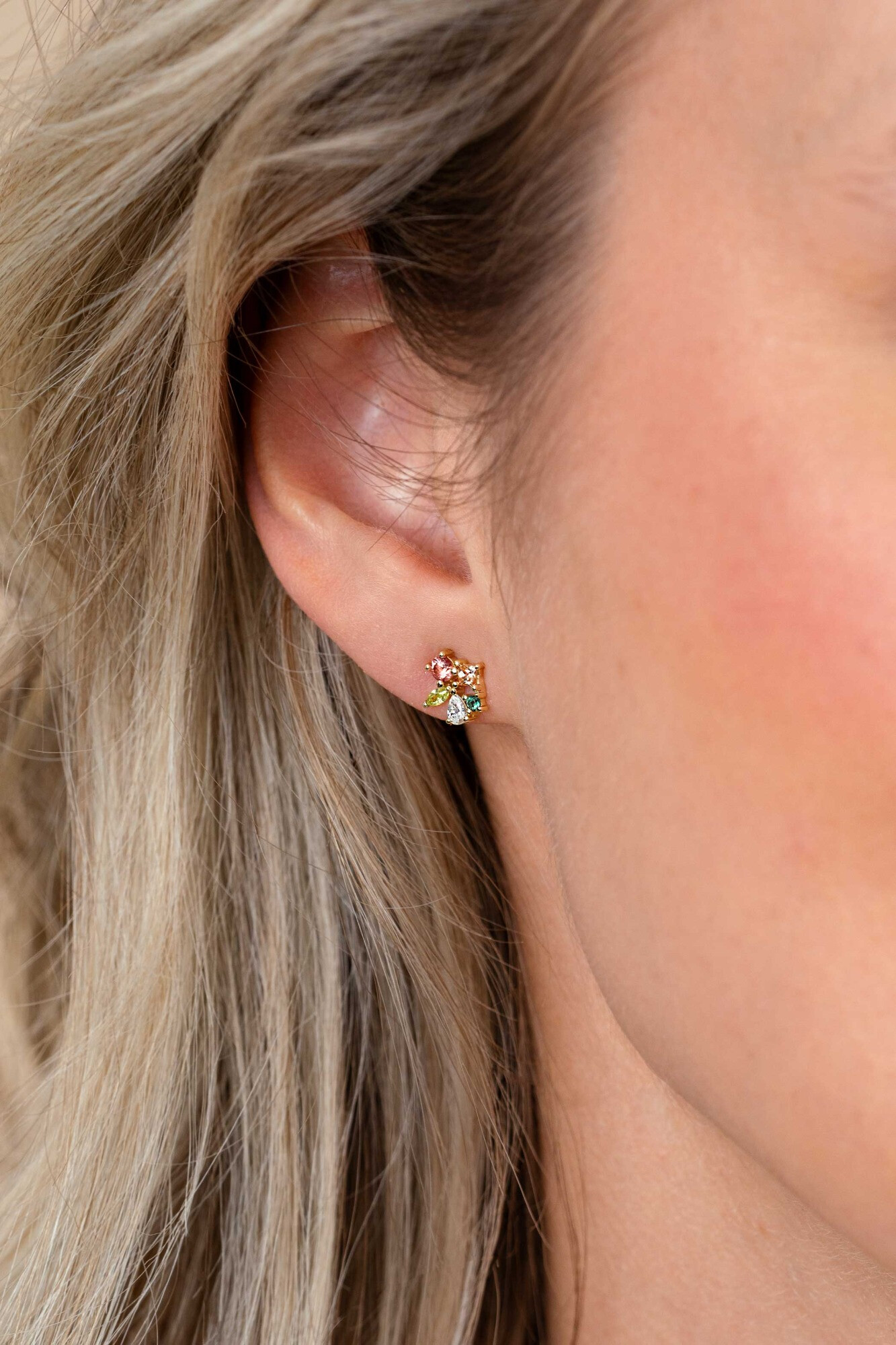 ZINZI zlv. oorknopjes gg.verg.groen/bruin/cham/zir