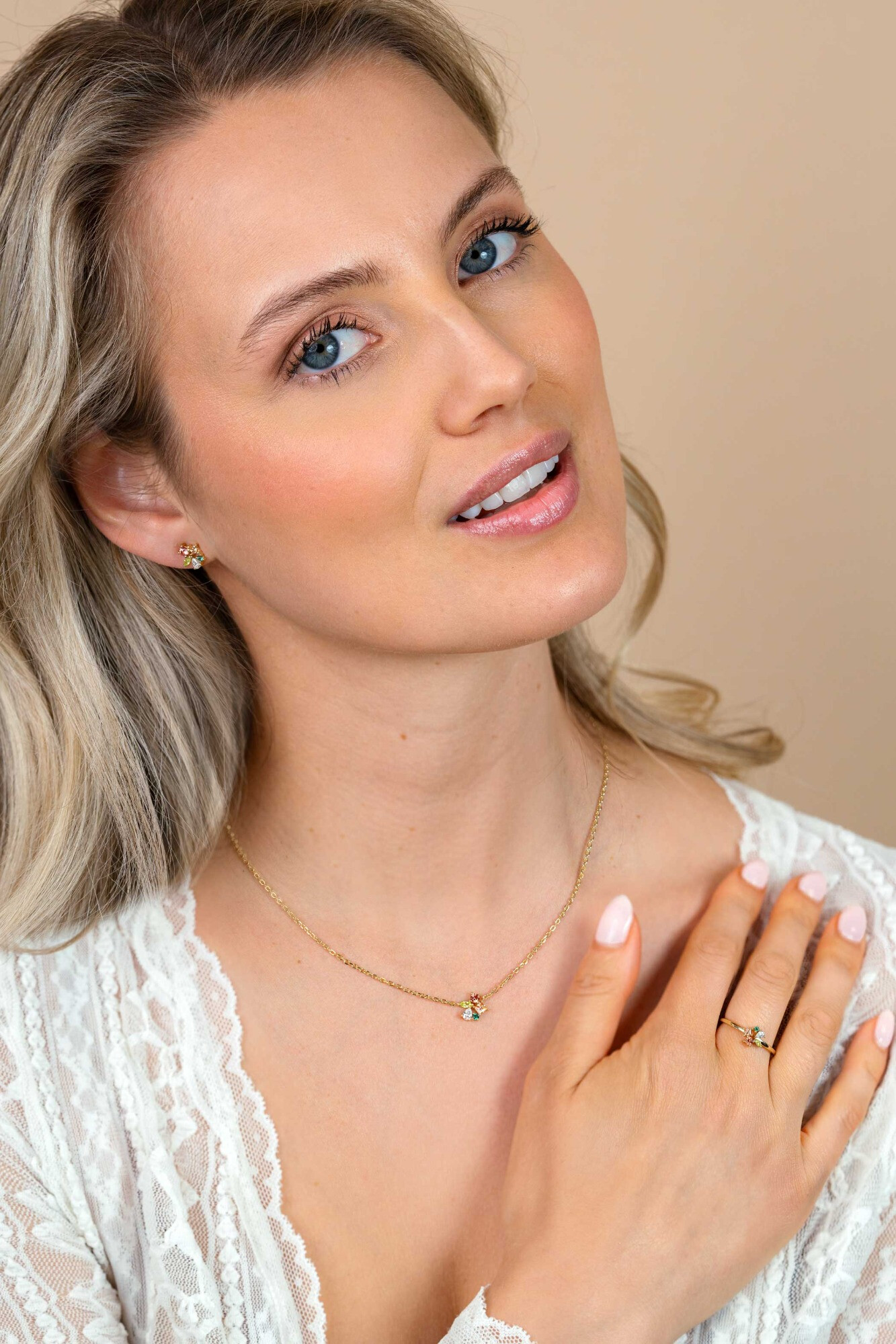 ZINZI zlv. oorknopjes gg.verg.groen/bruin/cham/zir