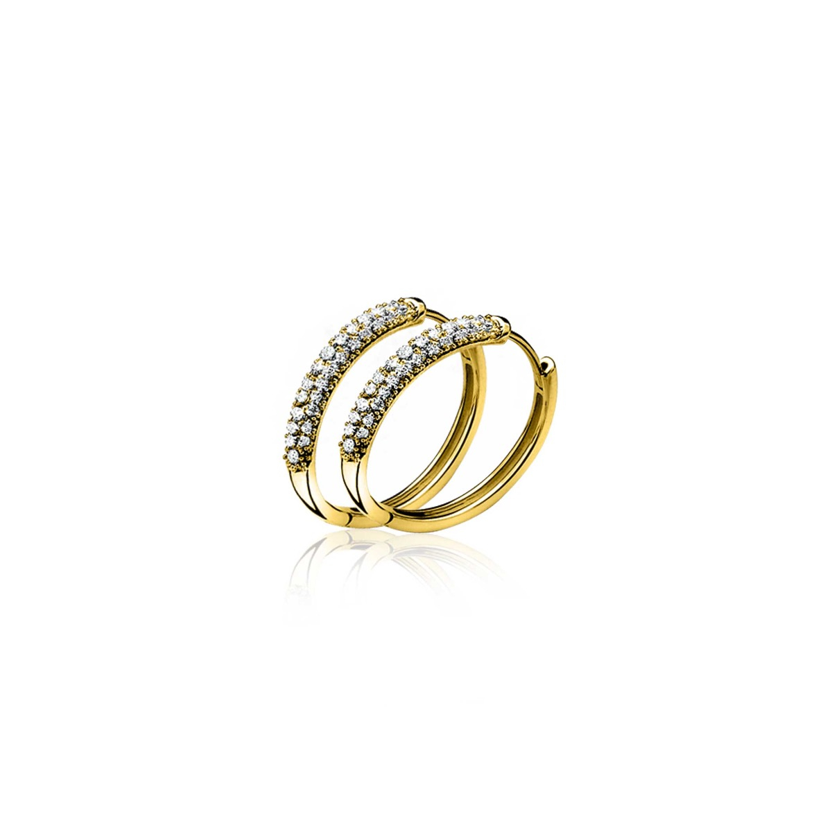 ZINZI zlv. creolen gg.verg. pave/zirc. 15x3mm