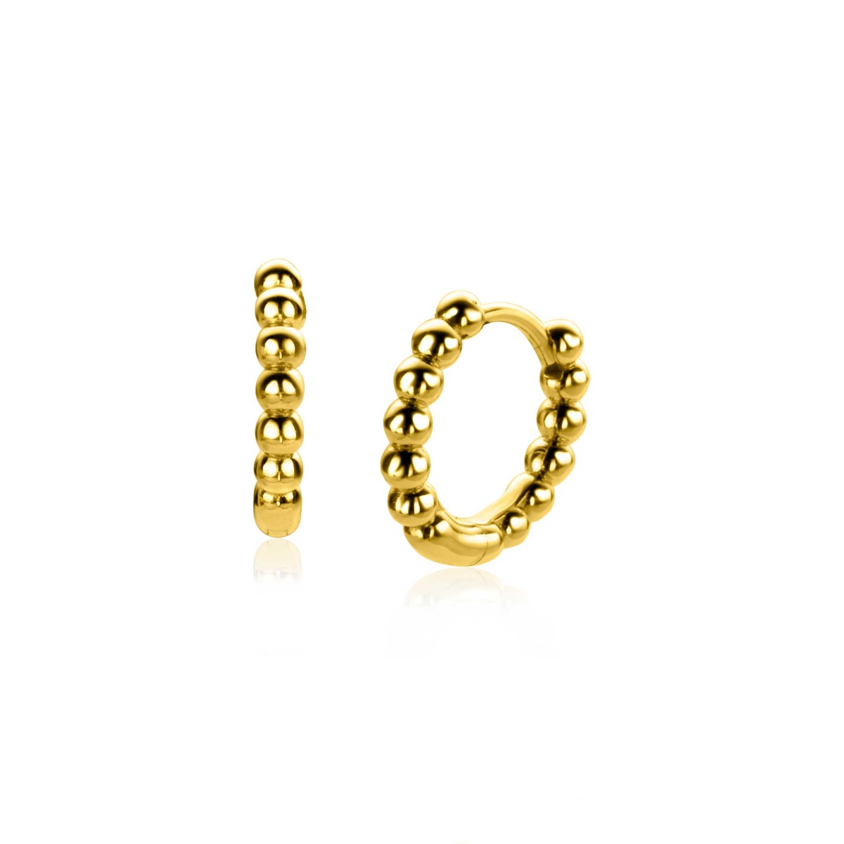 ZINZI zlv. klapcreolen g.verg. bolletjes 13.5x2.5mm