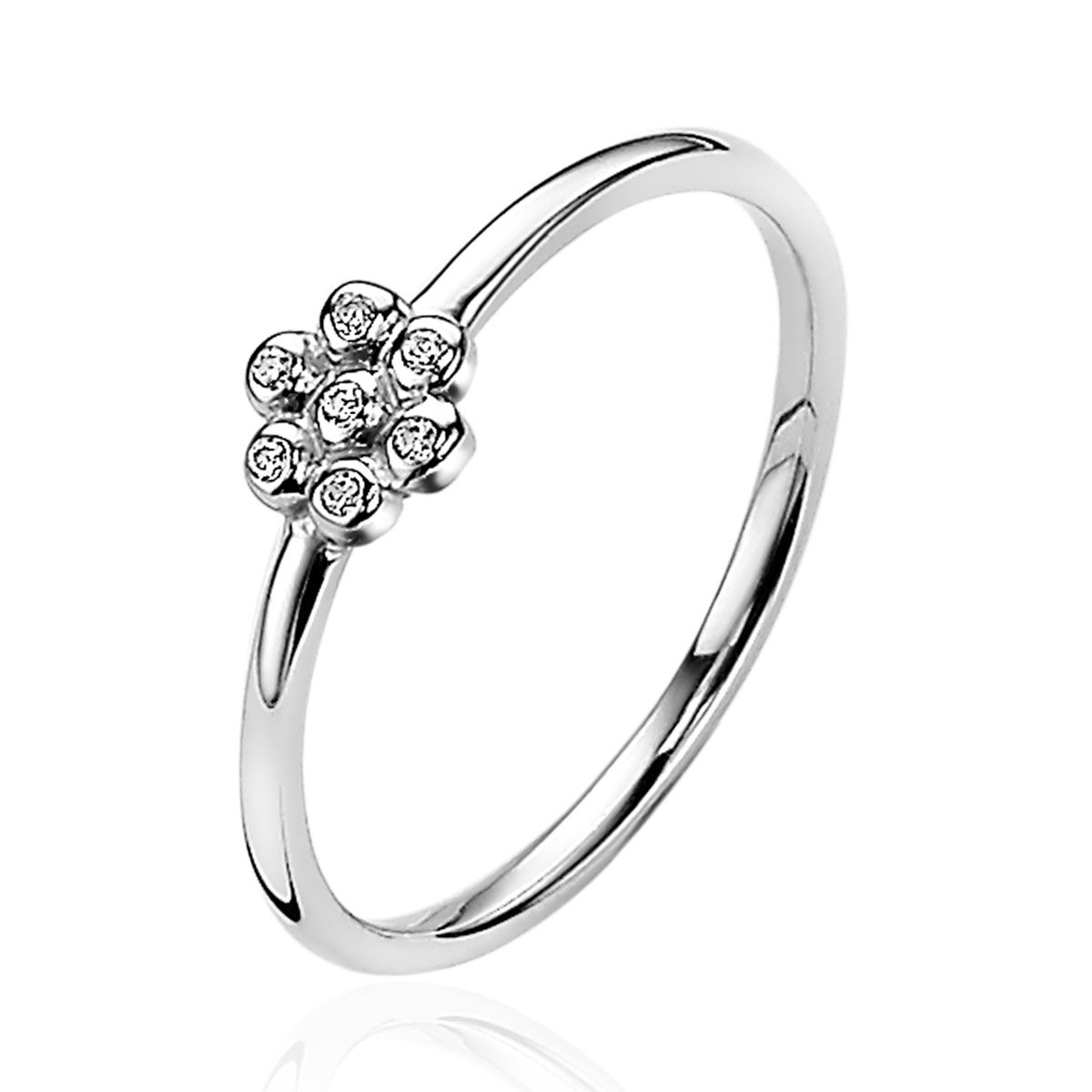 ZINZI zlv. ring bloem met zirconia's mt.58