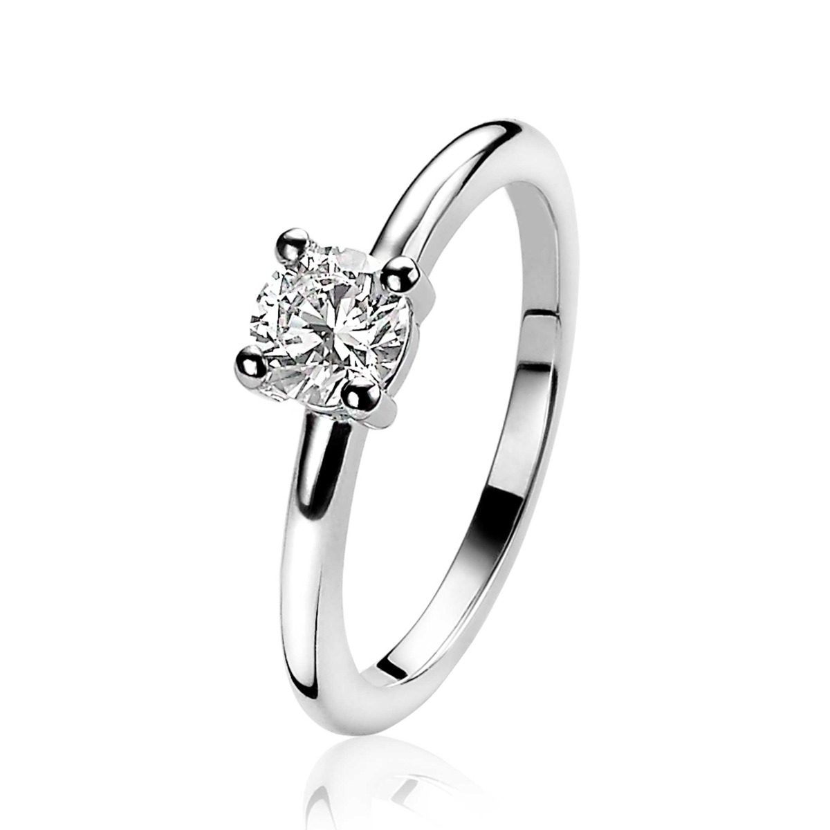 ZINZI silberner Ansteckring rund weiß  ZIR1300