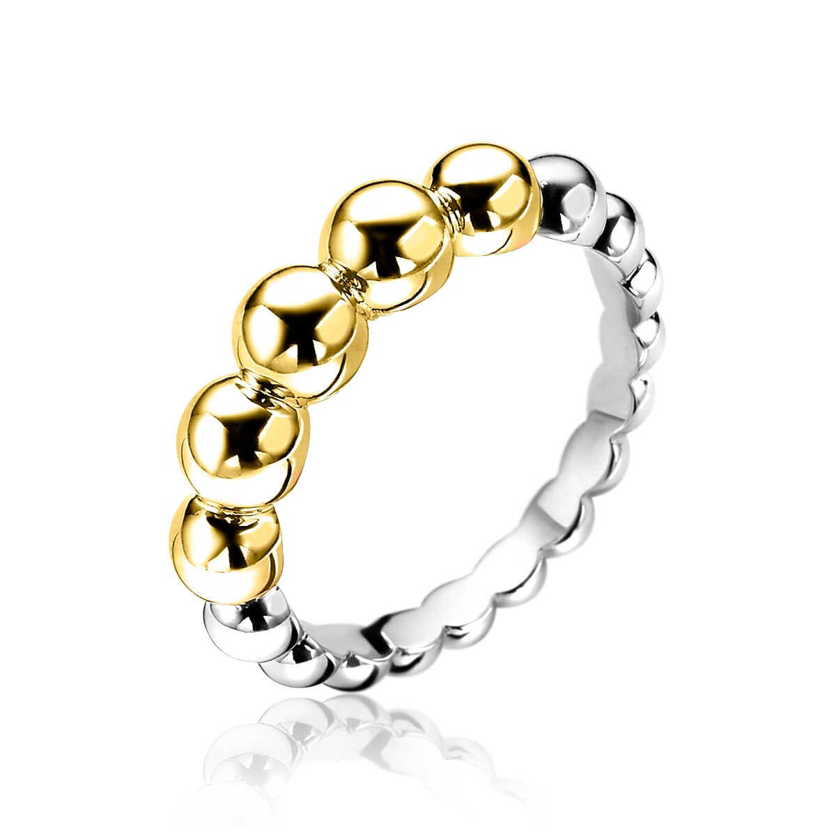 ZINZI silberner Ring gelb vergoldet absteigende runde KugelnZIR1583G