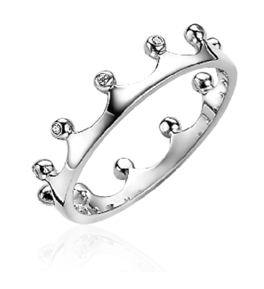 ZINZI silberner Ring 'Krone' mit weißen Zirkonias ZIRBF14