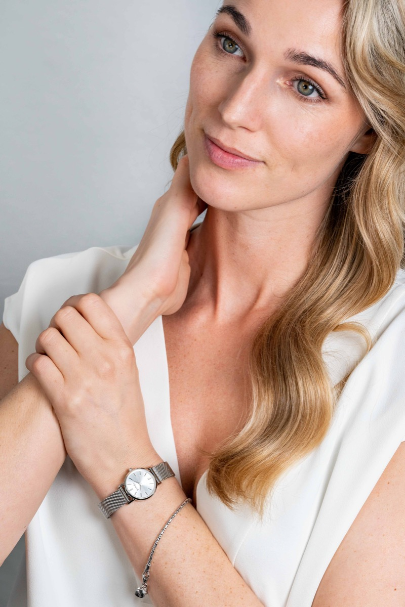 Zinzi horloge Mini rond silver w.plt zilver/mesh band