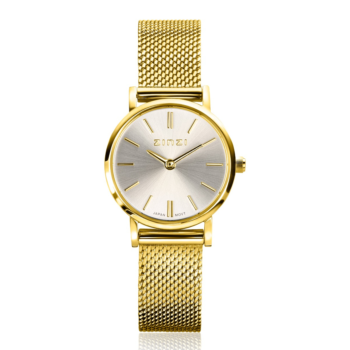 Zinzi horloge Mini rond gold w.plt zilver/mesh band