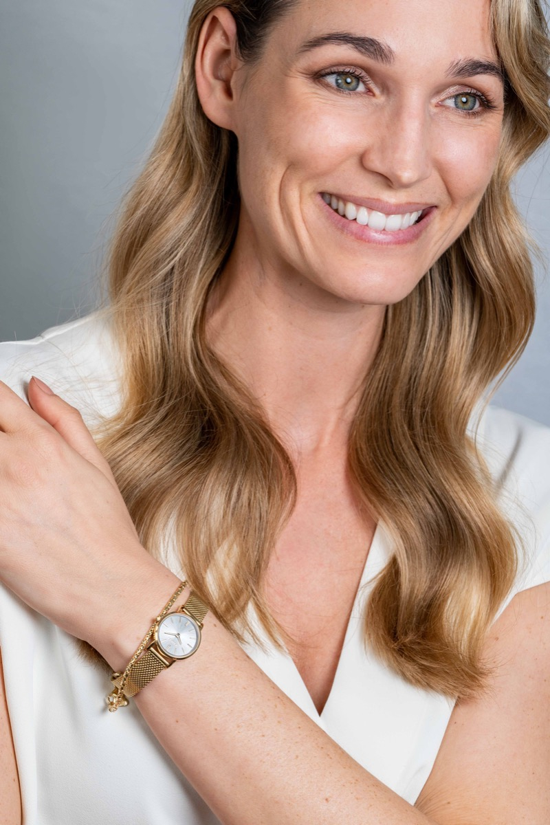 Zinzi horloge Mini rond gold w.plt zilver/mesh band