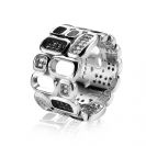 Mart Visser by ZINZI silberner Ring breit weiß schwarz 12mm MVR3Z