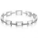 Mart Visser by ZINZI Silber-Schmuckarmband 9mm mit rechteckigen Gliedern, besetzt mit weißen Zirkoniasteinen MVA27
