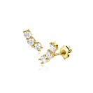 7mm ZINZI Gold 14kt goldene Ohrstecker mit drei weißen Zirkonias in Reihenfassung ZGO515