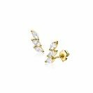 7mm ZINZI Gold 14kt goldene Ohrstecker mit drei ovalen weißen Zirkonias ZGO518