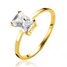 ZINZI Gold 14kt goldener Ring mit einem rechteckigen weißen Zirkonia in vierbeiniger Fassung ZGR09