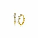 13mm ZINZI Gold 14kt goldene Creolen mit rechteckigem baguettegeschliffenen Zirkonia und sechs runden weißen Zirkonias, mit luxuriösem Klappverschluss 13x2mm ZGO528