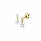 8mm ZINZI Gold 14kt goldene Ohrstecker mit einem tropfenförmigen und runden weißen Zirkonia ZGO514