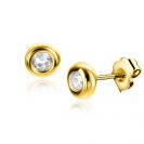 ZINZI GOLD oorknopjes zirconia gladde kast 4.2mm