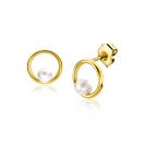 ZINZI GOLD oorknopjes rond open met parel 8mm