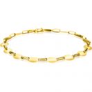 ZINZI Gold 14 Karat massives goldenes Gliederarmband mit glatten ovalen Plättchen, 6 mm breit, 19 cm ZGA496
