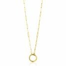 ZINZI Gold 14 Karat goldene Paperclip-Kette mit auffälligem rundem Frontverschluss, an dem man Anhänger befestigen kann 45cm ZGC493
