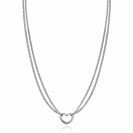 ZINZI zlv. collier dubbel grmt. met hart ertussen