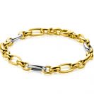 ZINZI Bicolor-Silberarmband (7 mm breit) mit abwechselnd vergoldeten Jasseron-Gliedern und großen ovalen Silbergliedern, 19 cm ZIA2639