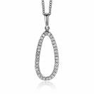 ZINZI silberner Anhänger 33mm ovale Form mit weißen Zirkonias ZIH2038