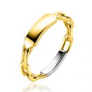 ZINZI zlv. ring gg.verg. paperclip met plaatje mt.60