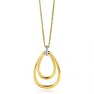 ZINZI zlv. collier gg.verg. met hanger ovaal zirc.oog