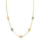 ZINZI zlv. collier gg.verg. blauw en roze kleursteen
