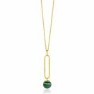 ZINZI zlv. collier gg.verg.met hanger malachiet bol