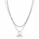 ZINZI zlv. collier dubbel grmt/paperclip T-bar zirc.