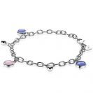 ZINZI silbernes Luxus Charm Armband mit Kugel und runde Fassung rosa und blau ZIA2005