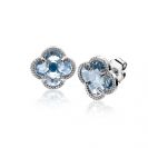 9mm ZINZI Silberne Kleeblatt-Ohrstecker mit hellblauem Zirkonia ZIO2663B